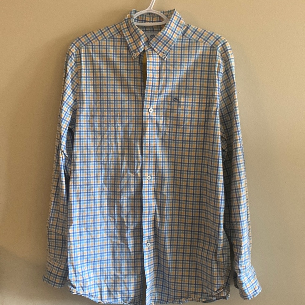 Southern Tide Blue and Yellow Plaid Button Down